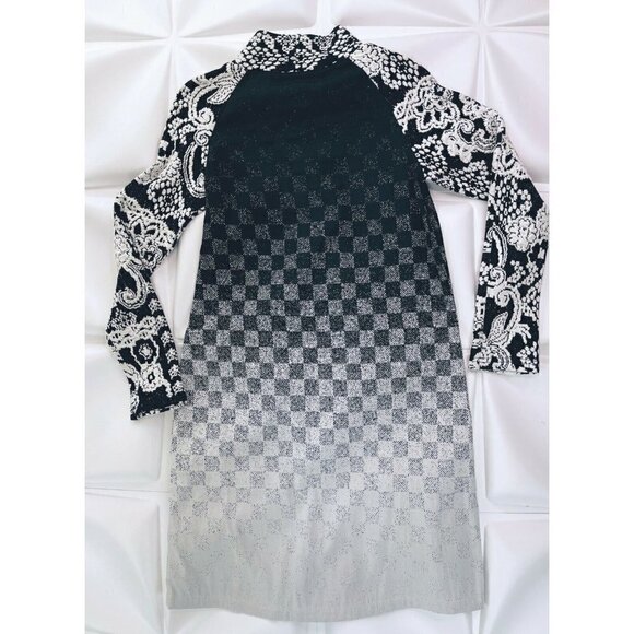 NWT Zaza Coutoure Sz M Black White Checkered Shift Dress NEW Jacquard Womens - Picture 4 of 7